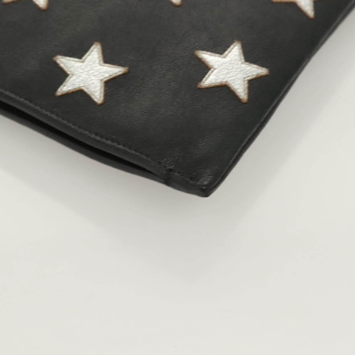 Saint Laurent Stars Zip Pouch Leather, BLACK, LEATHER, Clutche & pouche