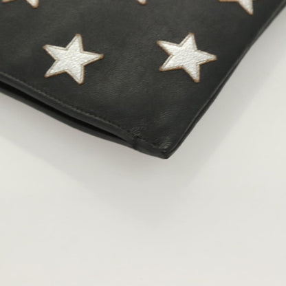 Saint Laurent Stars Zip Pouch Leather, BLACK, LEATHER, Clutche & pouche