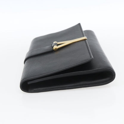Saint Laurent Chyc Clutch Leather, BLACK, LEATHER, Clutche & pouche