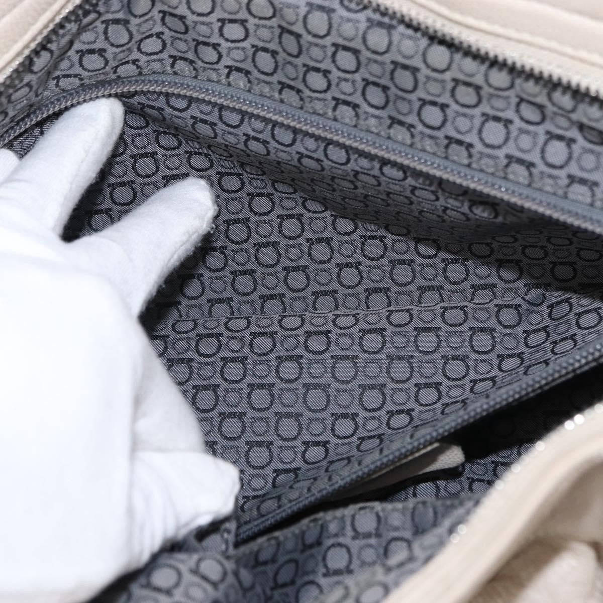 Salvatore Ferragamo Gancini Shoulder Bag Leather, WHITE, LEATHER, Shoulder bag