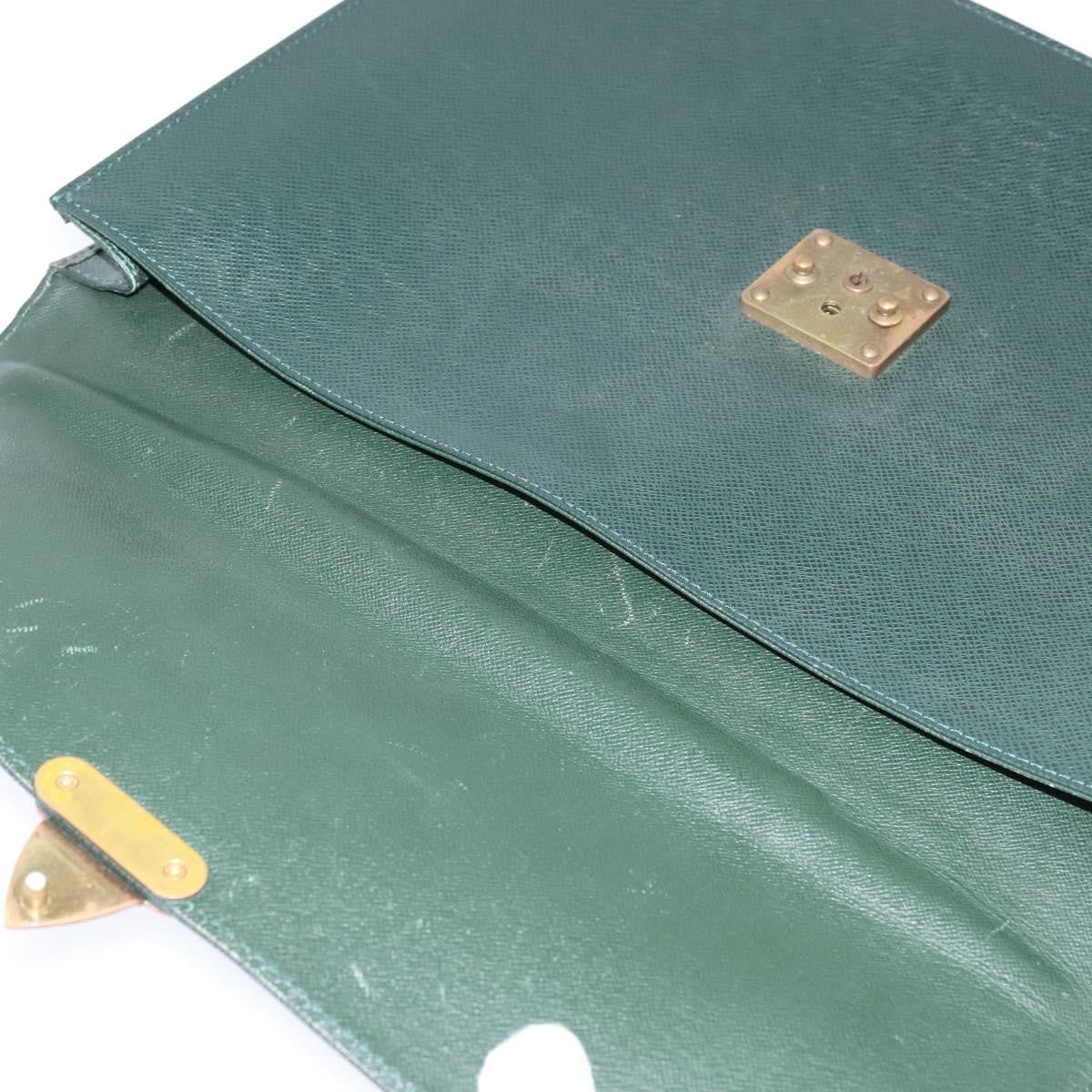 Louis Vuitton Serviette Kourad Briefcase Taiga Leather, GREEN, LEATHER, Briefcase