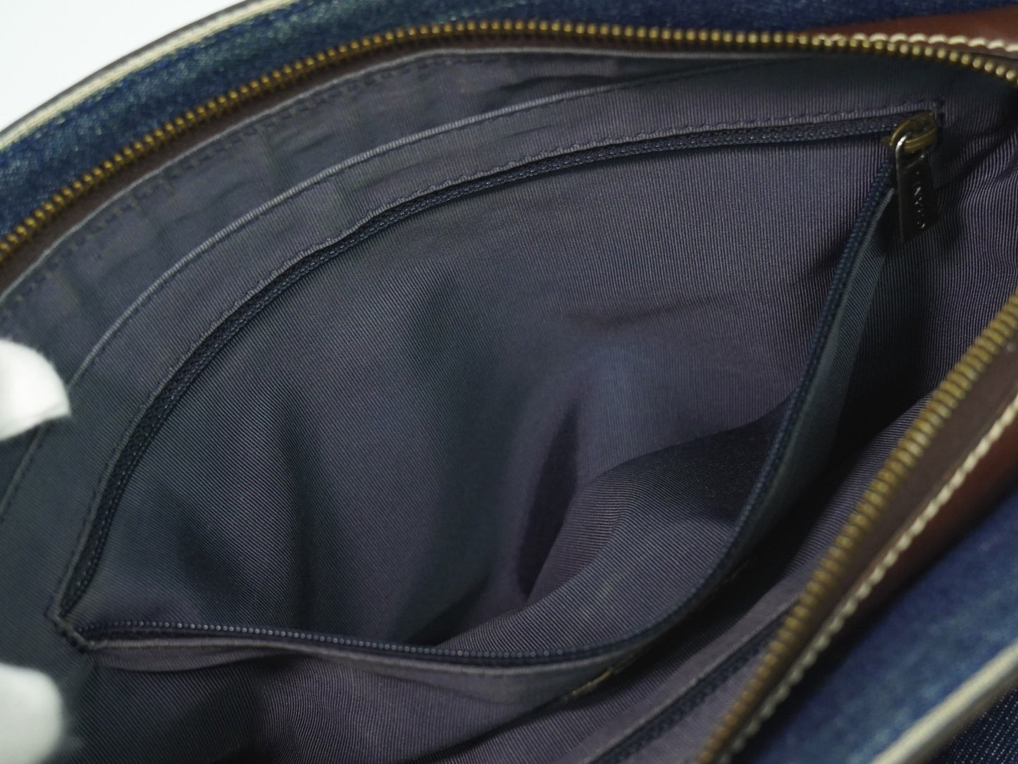 Chanel Vintage CC Tote Denim with Leather, NAVY, DENIM_JEANS, Tote bag