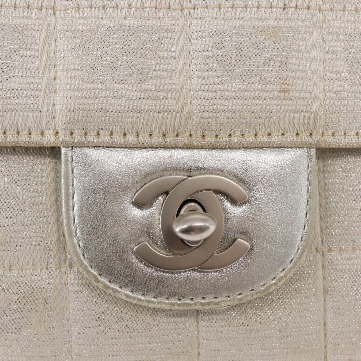 Chanel Travel Line Flap Bag Canvas, SILVER, CANVAS, Shoulder bag