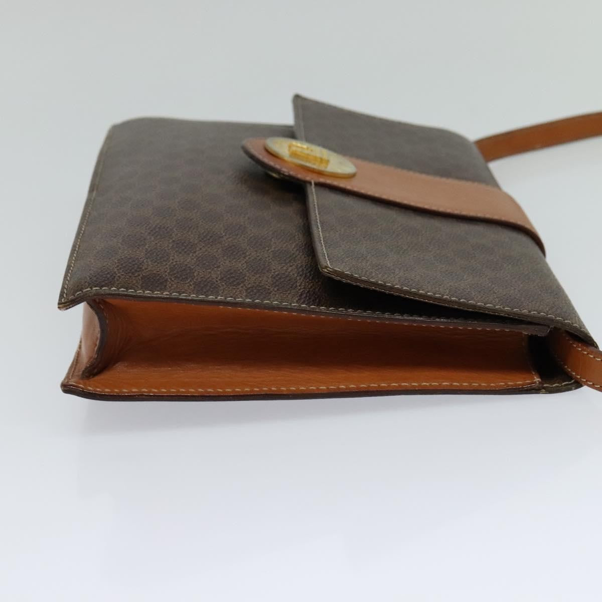 Celine Vintage Macadam Shoulder Bag Canvas and Leather, BROWN, CANVAS, Shoulder bag