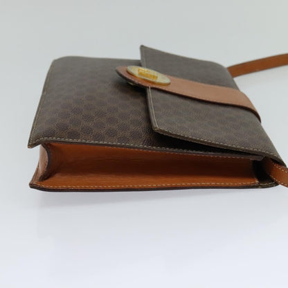 Celine Vintage Macadam Shoulder Bag Canvas and Leather, BROWN, CANVAS, Shoulder bag