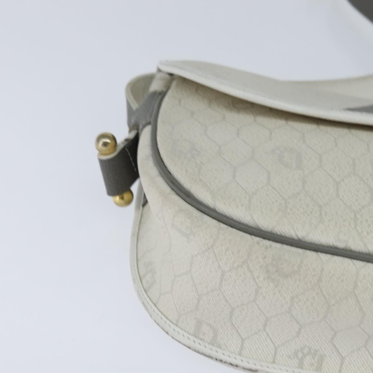 Christian Dior Vintage Honeycomb Flap Crossbody Bag Canvas and Leather, WHITE, CANVAS, Shoulder bag