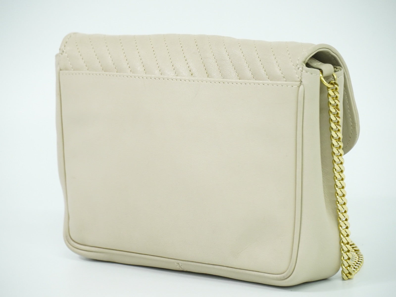 Celine Vintage Flap Shoulder Bag Quilted Leather, BEIGE, LEATHER, Shoulder bag