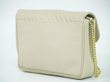 Celine Vintage Flap Shoulder Bag Quilted Leather, BEIGE, LEATHER, Shoulder bag