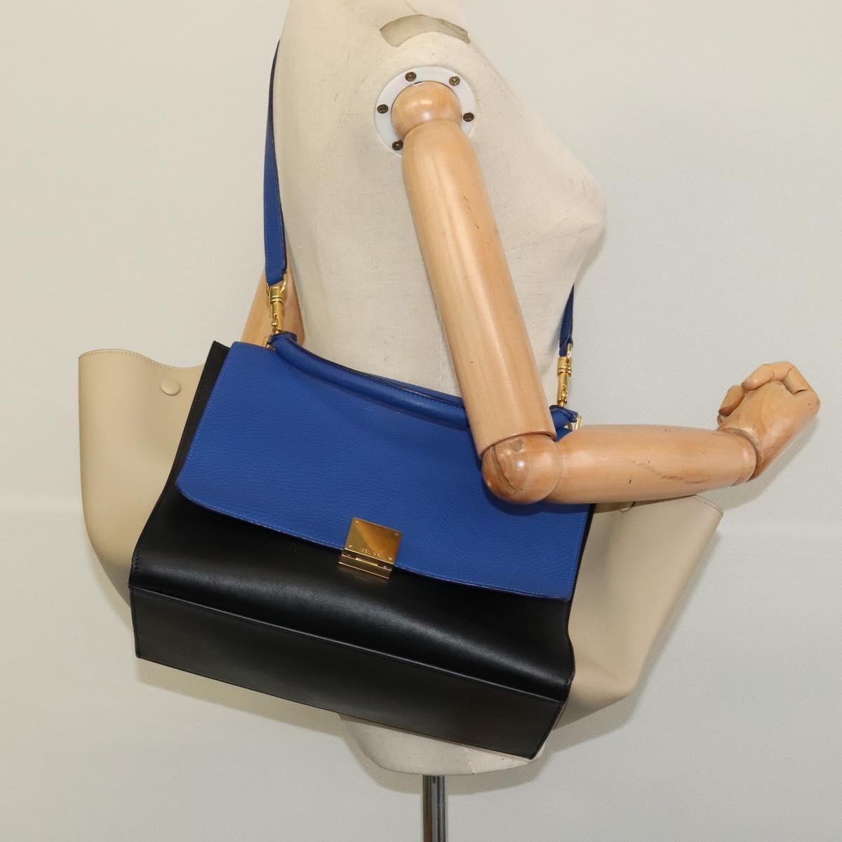 Celine Trapeze Bag Leather, BLUE, LEATHER, Handbag