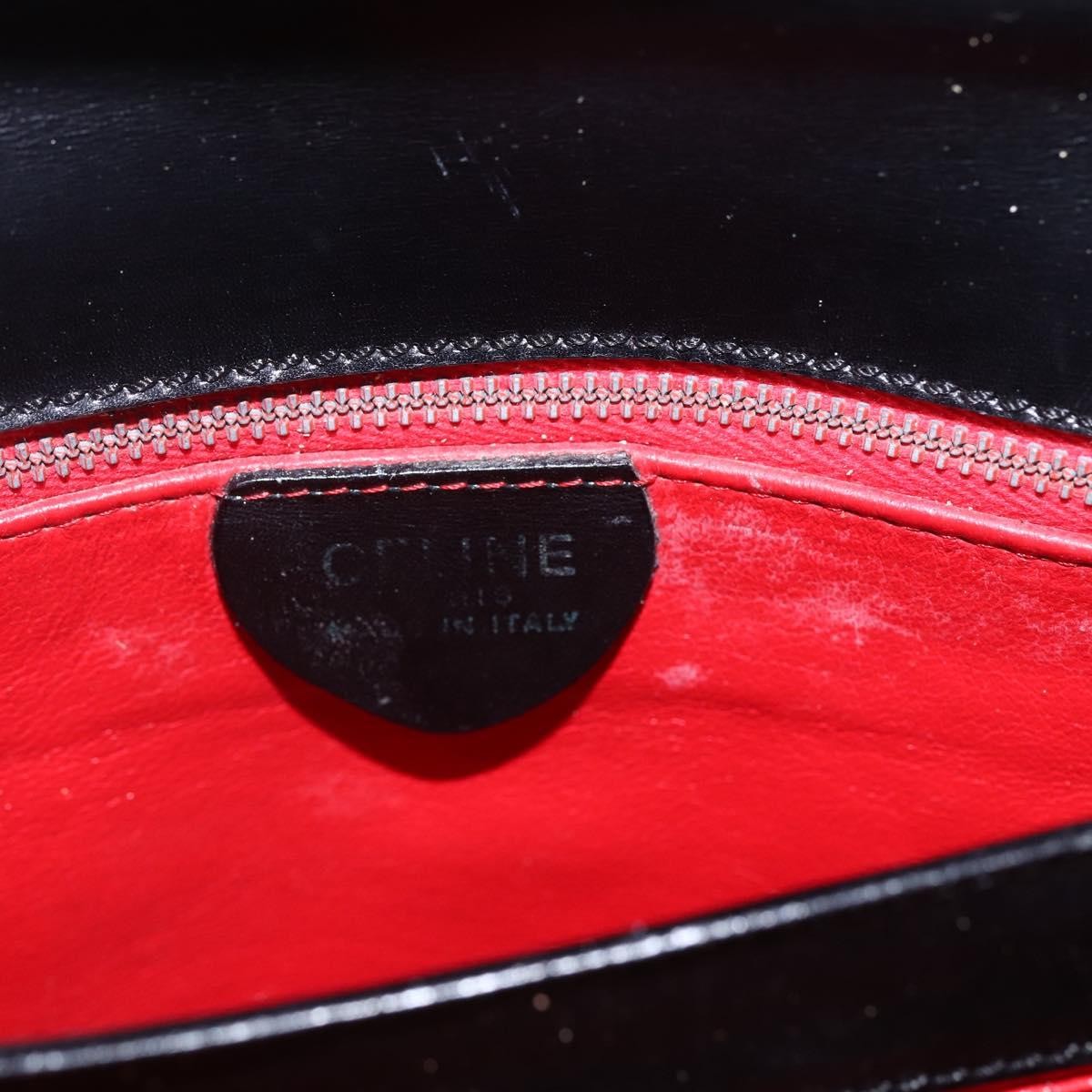 Celine Vintage Circle Logo Crossbody Bag Leather, BLACK, LEATHER, Shoulder bag