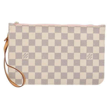 Louis Vuitton Neverfull Pochette Damier, WHITE, CANVAS, Clutche & pouche