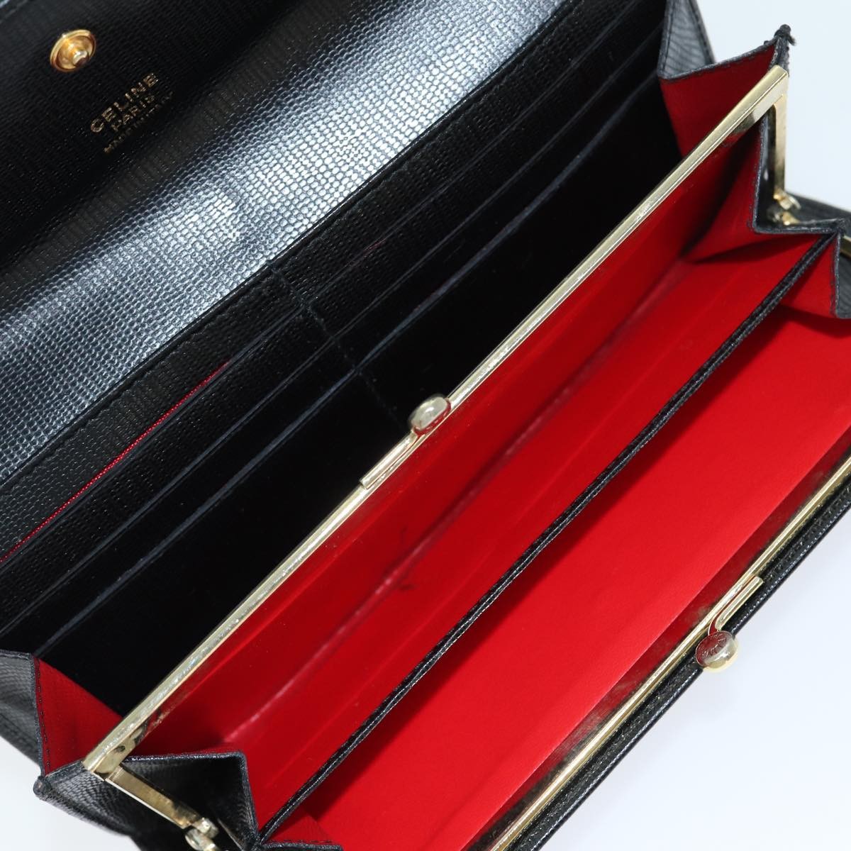 Celine Circle Logo Compact Wallet Leather, BLACK, LEATHER, Wallets