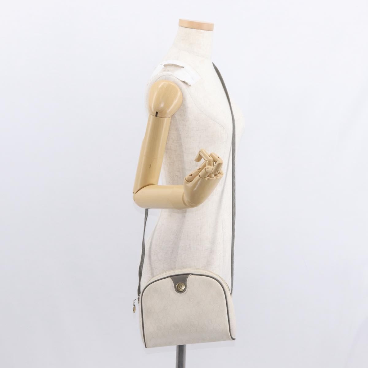 Christian Dior Vintage Honeycomb Shoulder Bag Canvas, WHITE, CANVAS, Shoulder bag