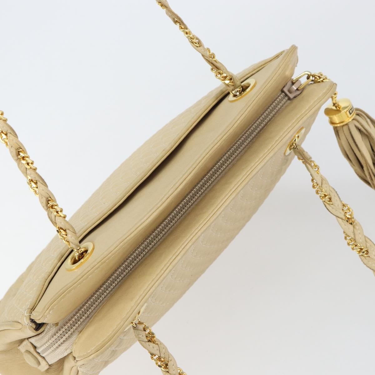 Bally Vintage Chain Shoulder Bag Quilted Leather, BEIGE, LEATHER, Shoulder bag