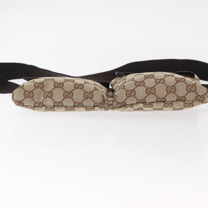 Gucci Vintage Double Belt Bag GG Canvas with Leather, BEIGE, CANVAS, Shoulder bag