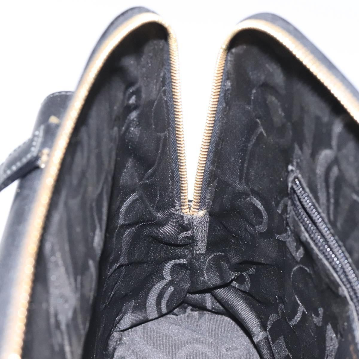 Salvatore Ferragamo Vintage Zip Handbag Leather, BLACK, LEATHER, Handbag