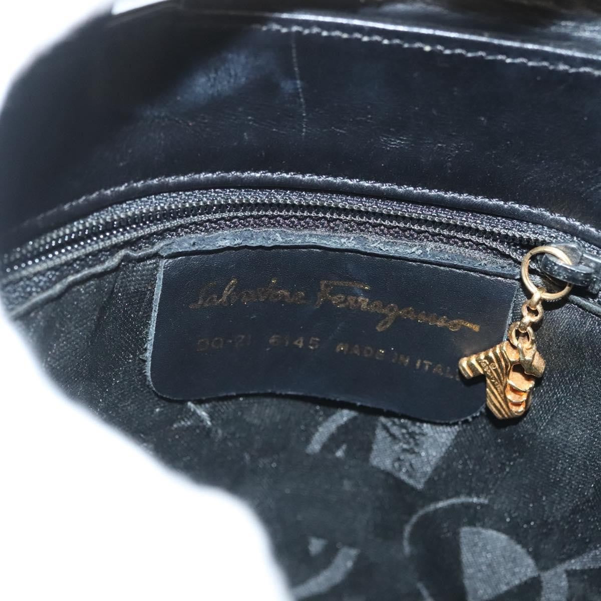 Salvatore Ferragamo Vintage Handbag Leather, BLACK, LEATHER, Handbag