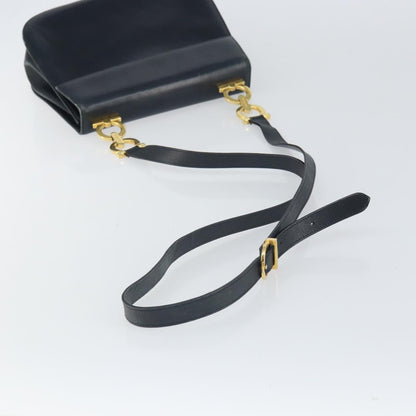 Salvatore Ferragamo Gancini Shoulder Bag Leather, NAVY, LEATHER, Shoulder bag