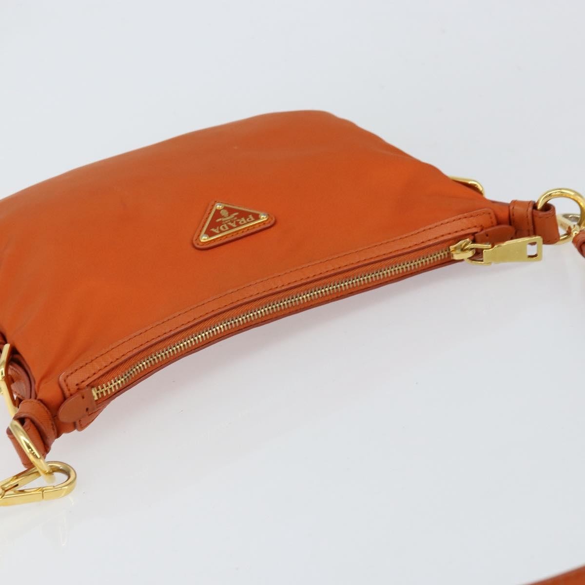 Prada Flat Messenger Tessuto with Leather, ORANGE, NYLON, Shoulder bag