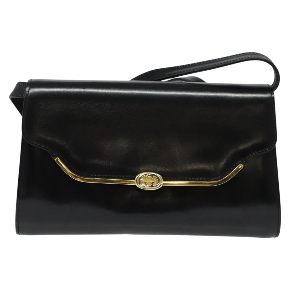 Gucci Vintage Shoulder Bag Leather, BLACK, LEATHER, Shoulder bag