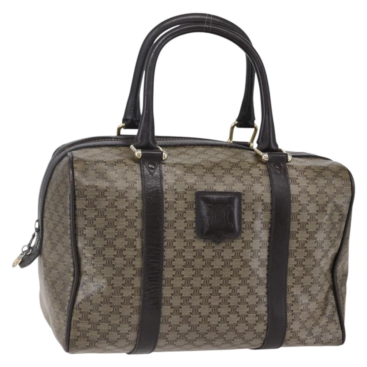 Celine Vintage Duffle Bag Macadam Coated Canvas, BEIGE, CANVAS, Handbag