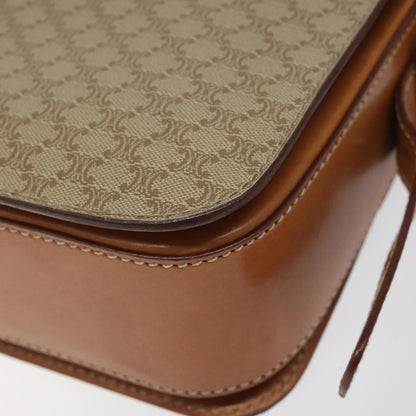 Celine Vintage Convertible Macadam Turnlock Shoulder Bag Canvas and Leather, BEIGE, CANVAS, Shoulder bag