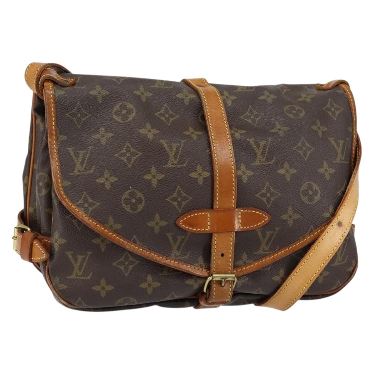 Louis Vuitton Saumur Handbag Monogram Canvas, BROWN, CANVAS, Shoulder bag
