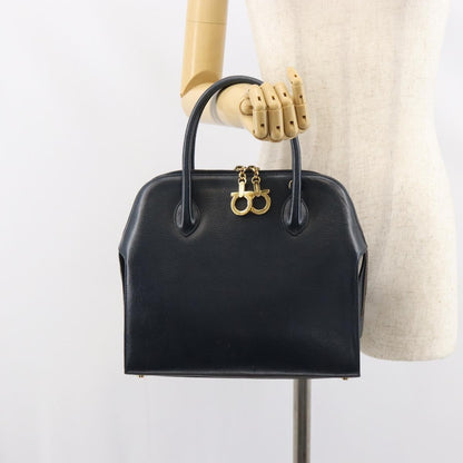 Salvatore Ferragamo Gancini handbag Leather, NAVY, LEATHER, Handbag