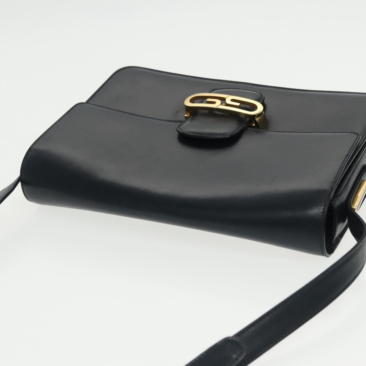 Gucci Vintage Shoulder Bag Leather, NAVY, LEATHER, Shoulder bag