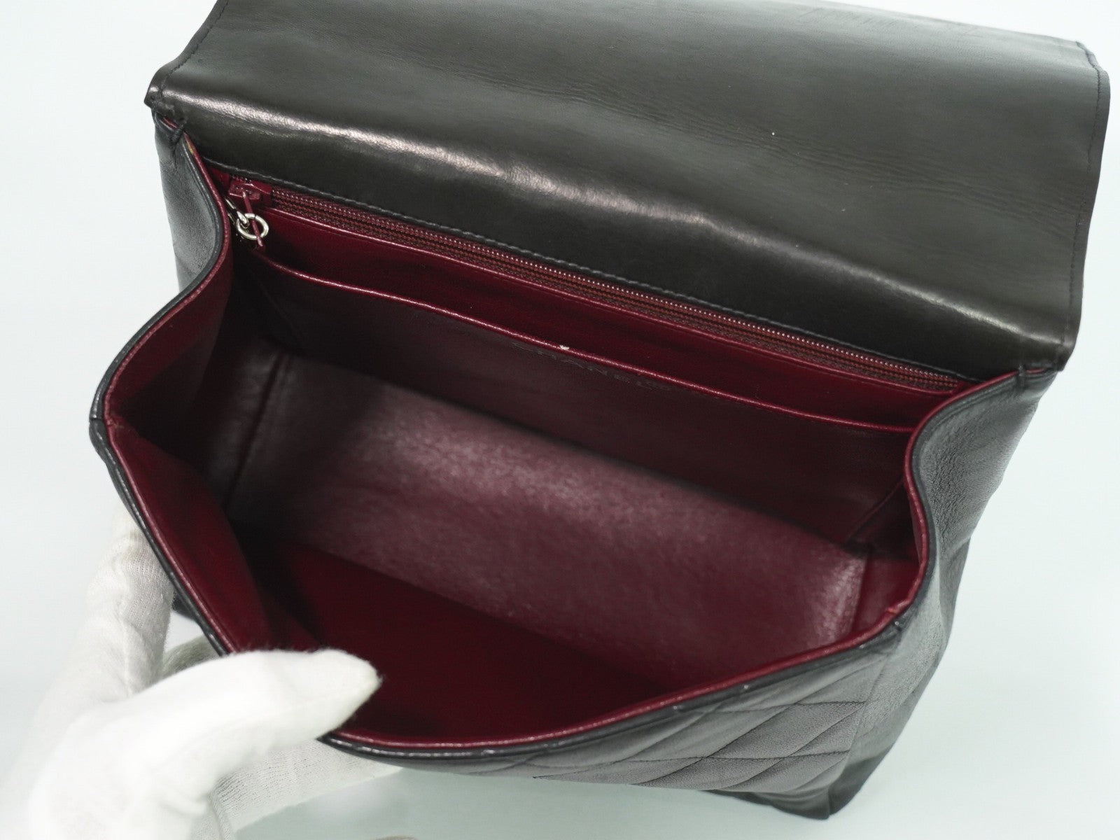 Chanel Vintage ID Bracelet Flap Bag Quilted Lambskin, BLACK, LEATHER, Handbag