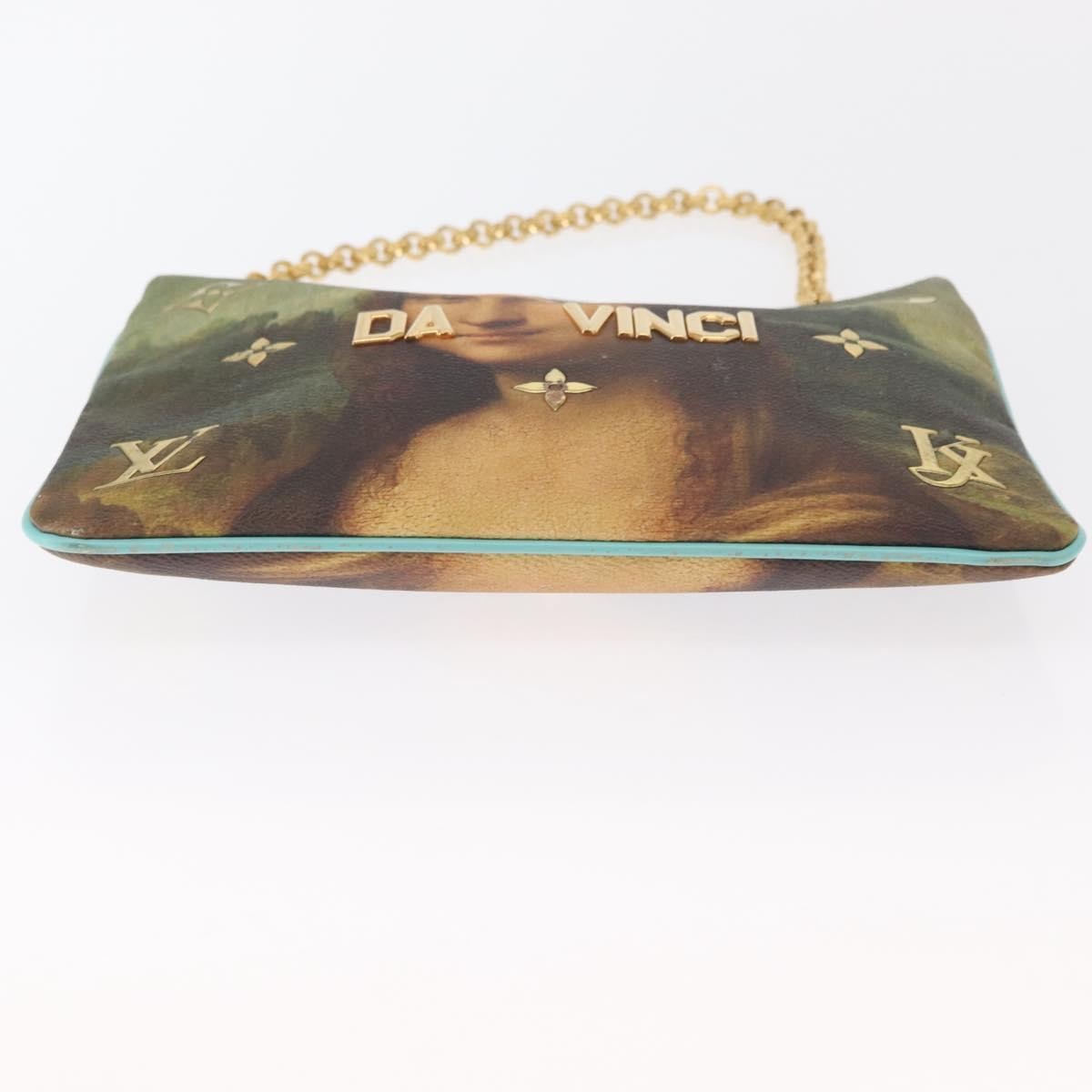 Louis Vuitton Pochette Clutch Limited Edition Jeff Koons Da Vinci Print Canvas, GREEN, PVC, Clutche & pouche