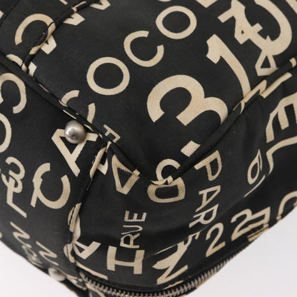 Chanel Boston Zip Tote Quilted Canvas, BLACK, CANVAS, Tote bag