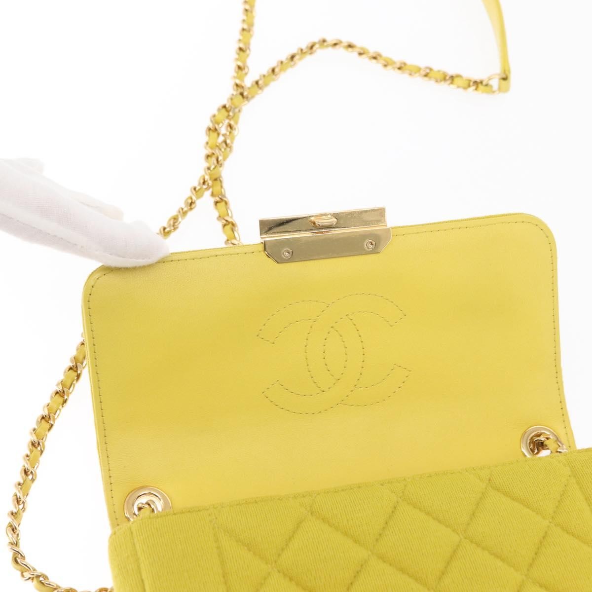 Chanel Chic With Me Flap Bag Quilted Jersey, YELLOW, COTTON, Shoulder bag