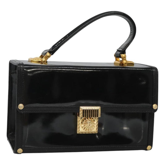 Versace Vintage Box Handle Bag Patent, BLACK, PATENT_LEATHER, Handbag