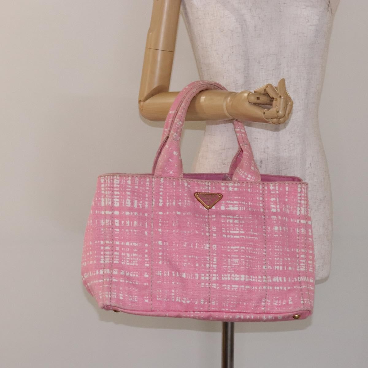 Prada Canapa Open Tote Canvas, PINK, CANVAS, Tote bag