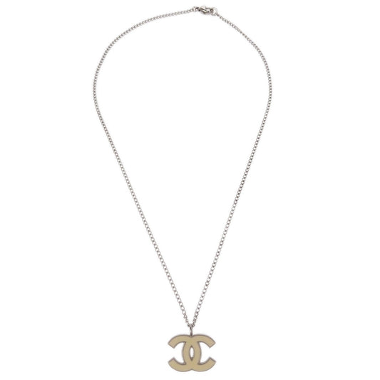 Chanel CC Logo Pendant Necklace Metal, SILVER, SILVER_PLATED, Necklace