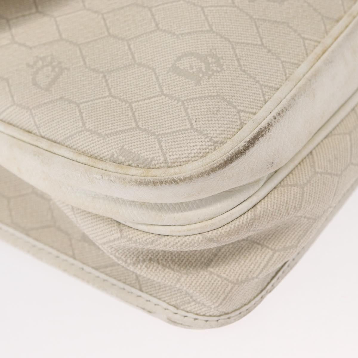 Christian Dior Vintage Honeycomb Flap Crossbody Bag Canvas and Leather, WHITE, CANVAS, Shoulder bag