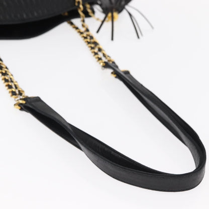 Bally Vintage Chain Shoulder Bag Quilted Leather, BLACK, LEATHER, Shoulder bag