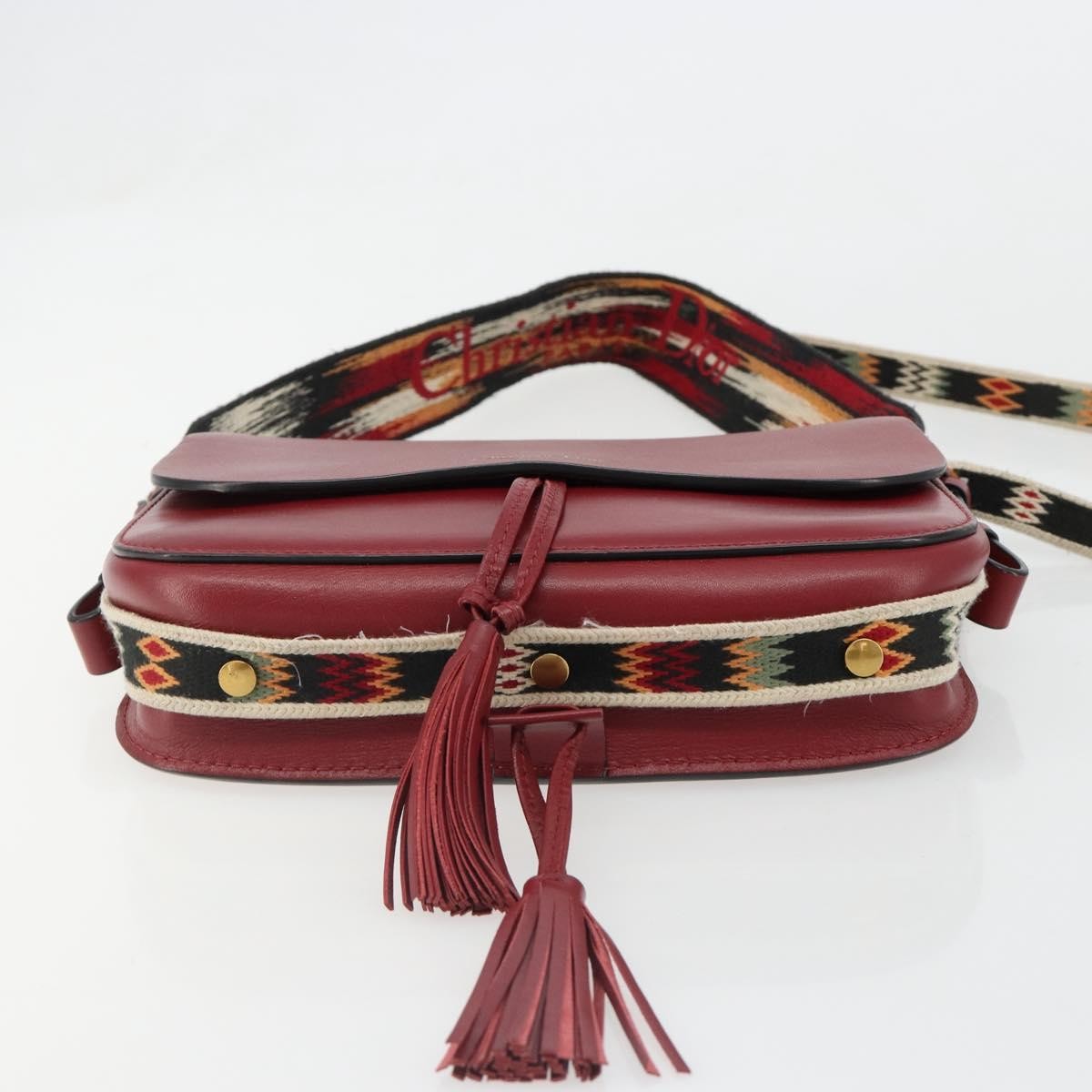 Christian Dior Diorodeo Flap Bag Leather, Red, Leather, Shoulder Bag