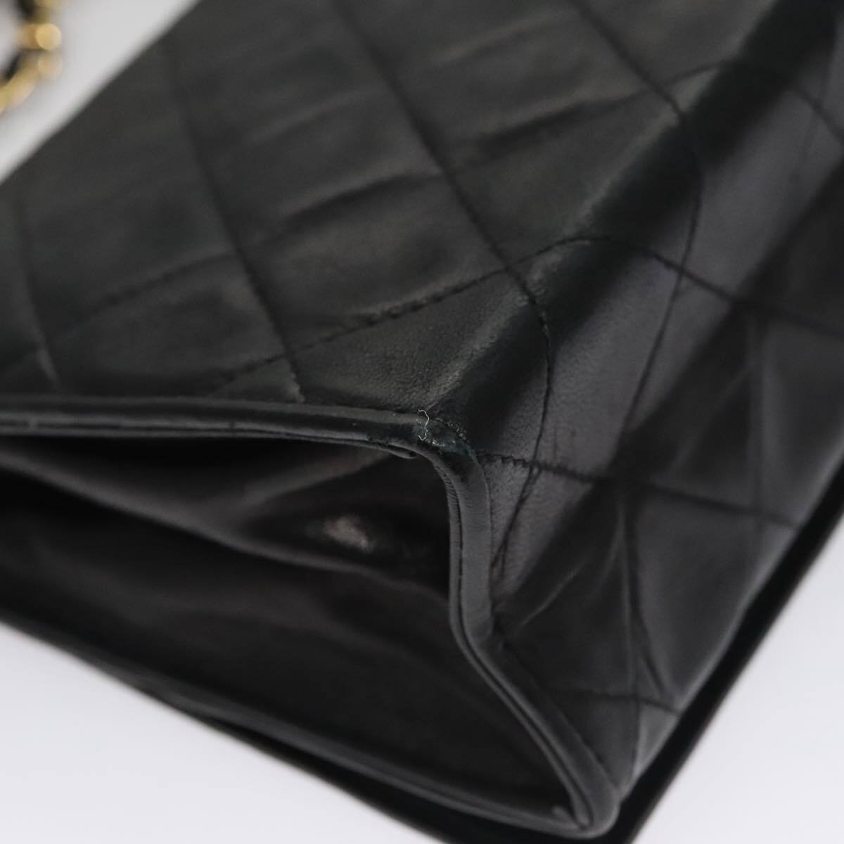 Chanel Vintage Full Flap Shoulder Bag Leather, BLACK, LEATHER, Shoulder bag