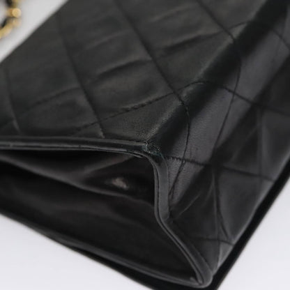 Chanel Vintage Full Flap Shoulder Bag Leather, BLACK, LEATHER, Shoulder bag