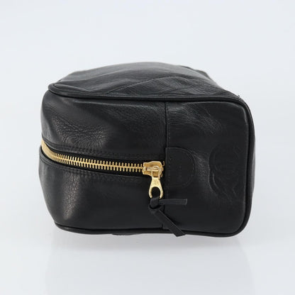 Chanel Vintage Toiletry Pouch Lambskin, BLACK, LEATHER, Clutche & pouche