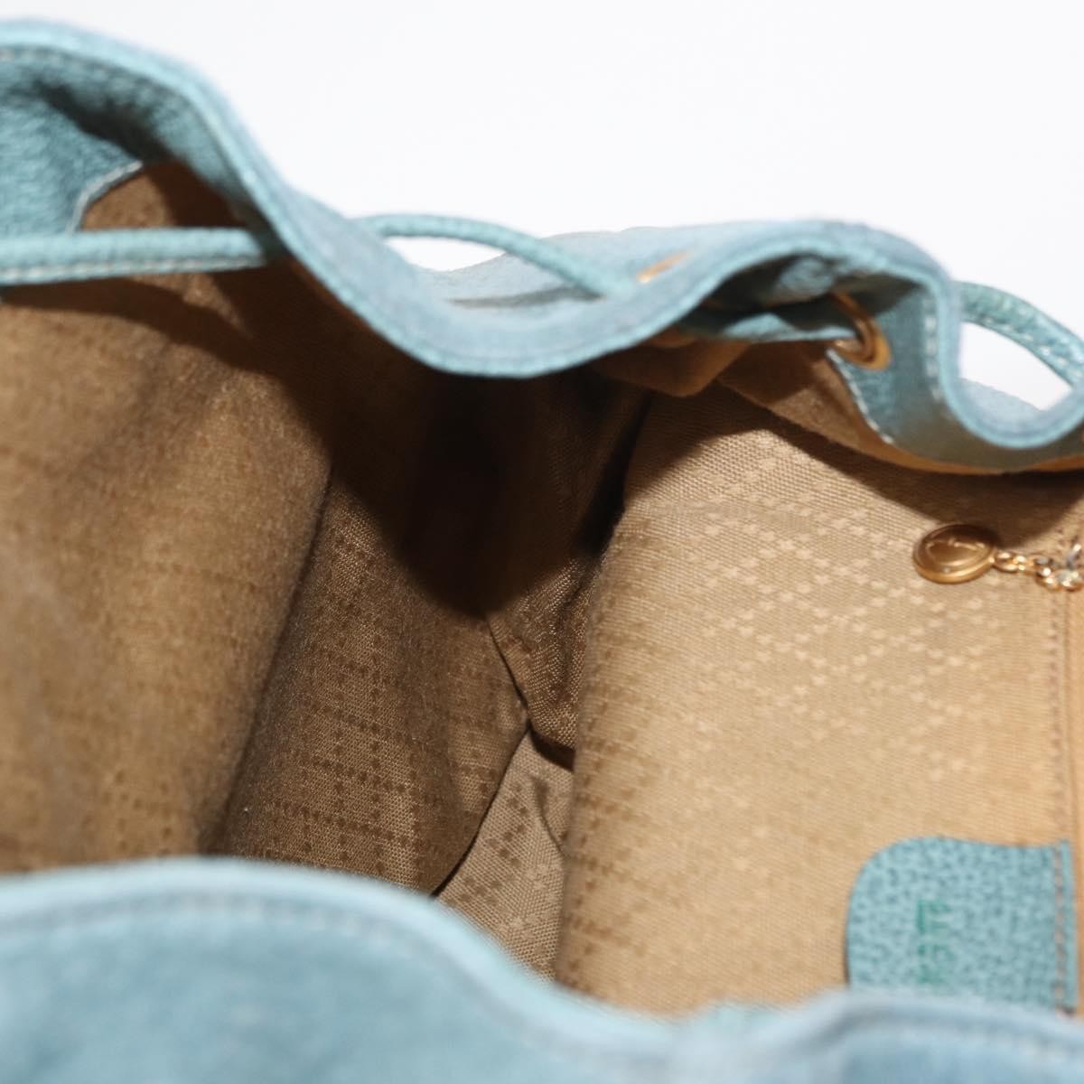 Gucci Vintage Bamboo Backpack Suede, TURQUOISE, SUEDE, Backpack