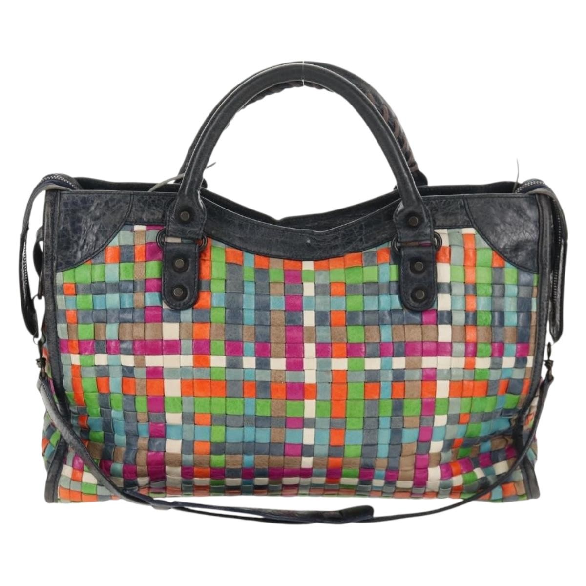 Balenciaga City Classic Studs Bag Woven Crocodile Embossed Leather, MULTICOLOUR, LEATHER, Handbag