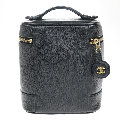 Chanel Vanity pouch Leather, BLACK, LEATHER, Toiletry Case