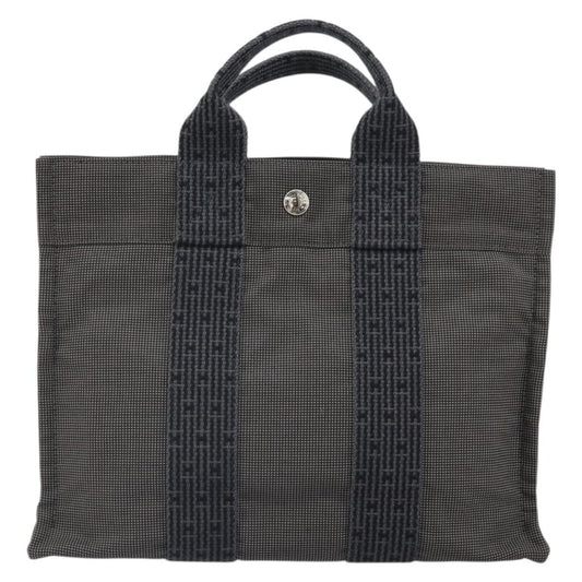 Hermes Fourre-tout Herline Canvas, GRAY, CANVAS, Tote bag