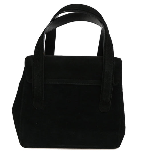 Salvatore Ferragamo Gancini handbag Suede, BLACK, SUEDE, Handbag