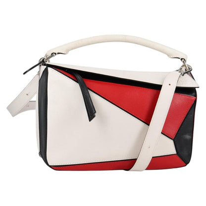Loewe Puzzle Bag Leather, WHITE, LEATHER, Handbag