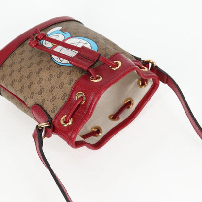 Gucci Doraemon Bucket Bag Printed Mini GG Coated Canvas, BEIGE, PVC, Crossbody bag