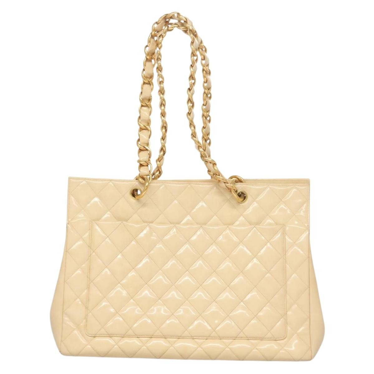 Chanel Grand Shopping Tote Quilted Patent, BEIGE, PATENT_LEATHER, Tote bag